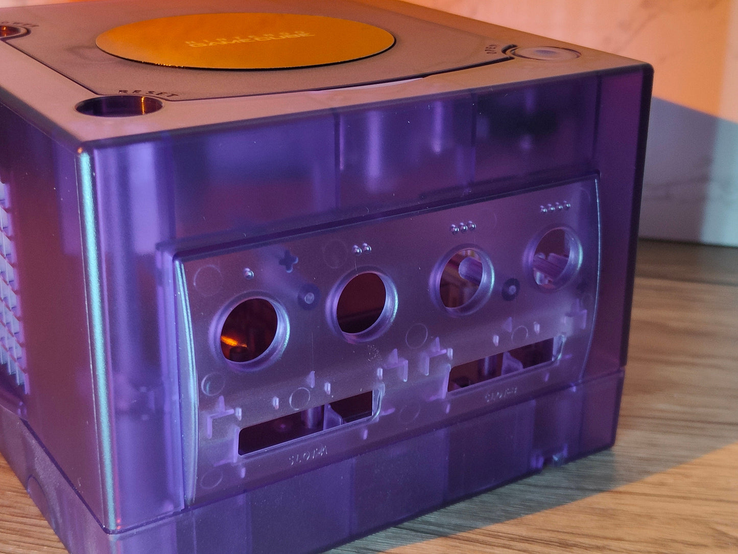 Crystal Purple Clear Transparent Replacement Shell Case for GameCube - Enhance Your Console's Look!