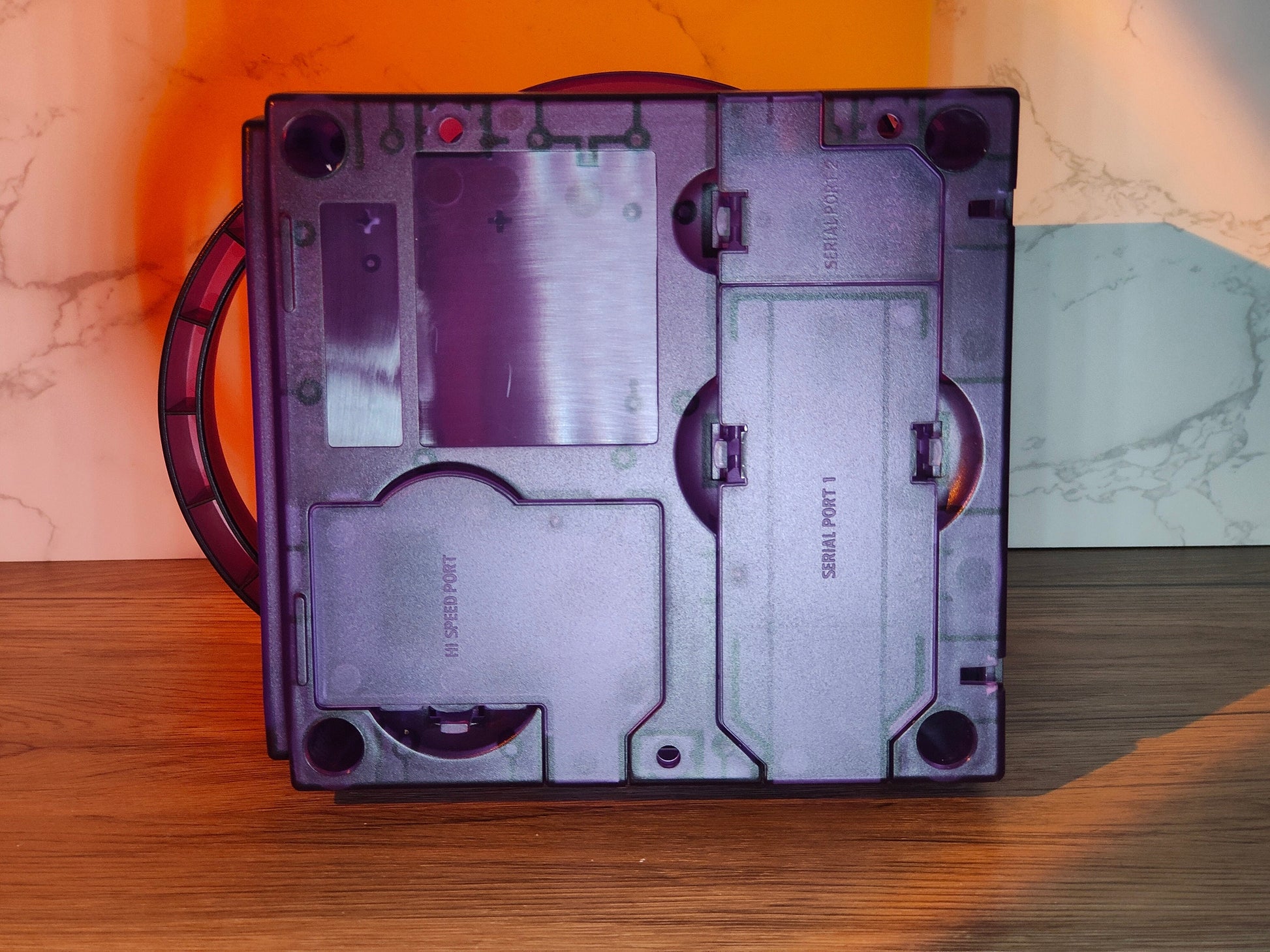 Crystal Purple Clear Transparent Replacement Shell Case for GameCube - Enhance Your Console's Look!
