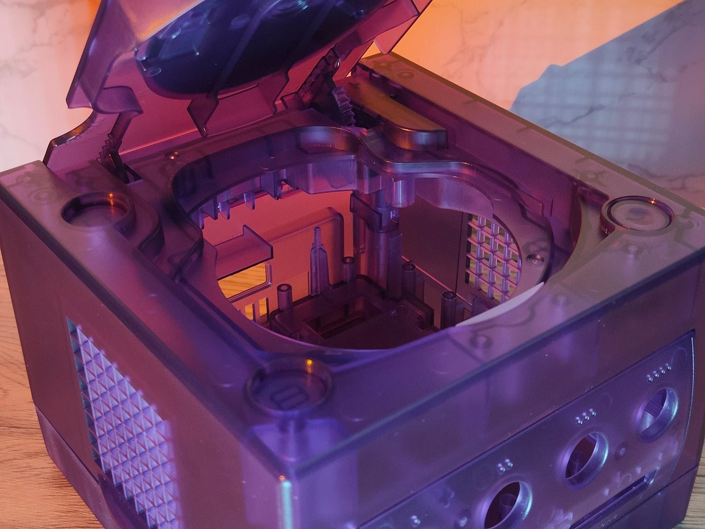 Crystal Purple Clear Transparent Replacement Shell Case for GameCube - Enhance Your Console's Look!