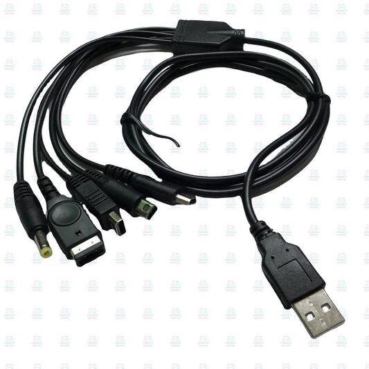 5-in-1 USB charger cable for DS Lite, 3DS, GameBoy Advance sp, PSP – multi charging lead for retro handheld consoles