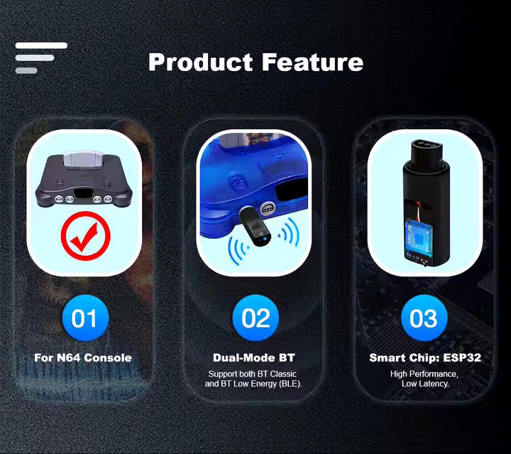 Wireless Controller Adapter for N64 Console – Compatible - PS4, PS5, & 8BitDo - Console Revive
