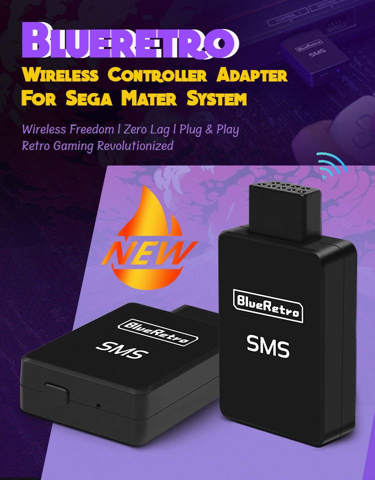 Sega Master System / Sega Mark III Bluetooth Controller Adapter – Wireless Gamepad Receiver (DB9) Plug & Play, Low Latency - Console Revive