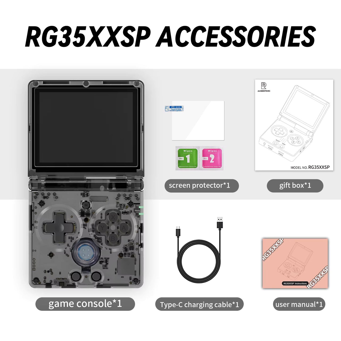 Anbernic RG35xxSP Retro Handheld Console – Foldable Clamshell Design, 3.5" IPS Screen, Classic Emulation Gaming
