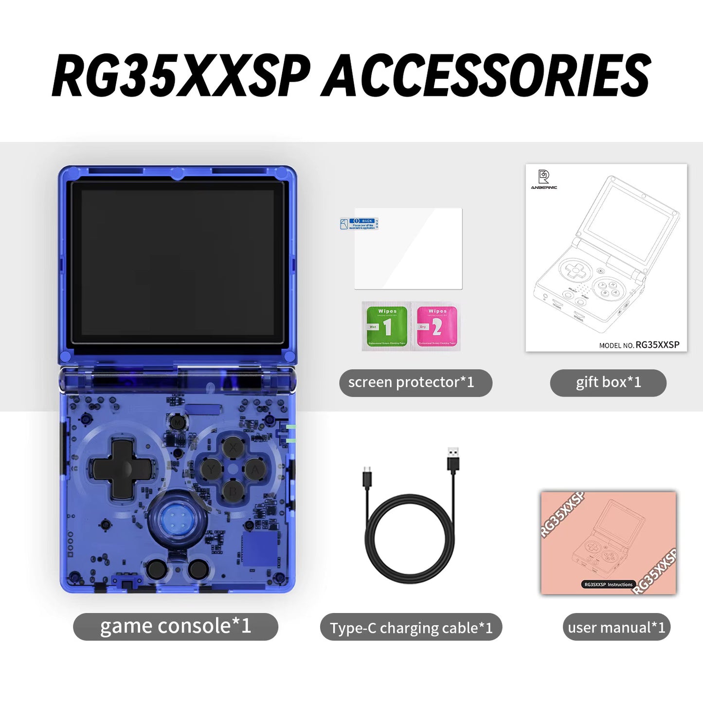 Anbernic RG35xxSP Retro Handheld Console – Foldable Clamshell Design, 3.5" IPS Screen, Classic Emulation Gaming