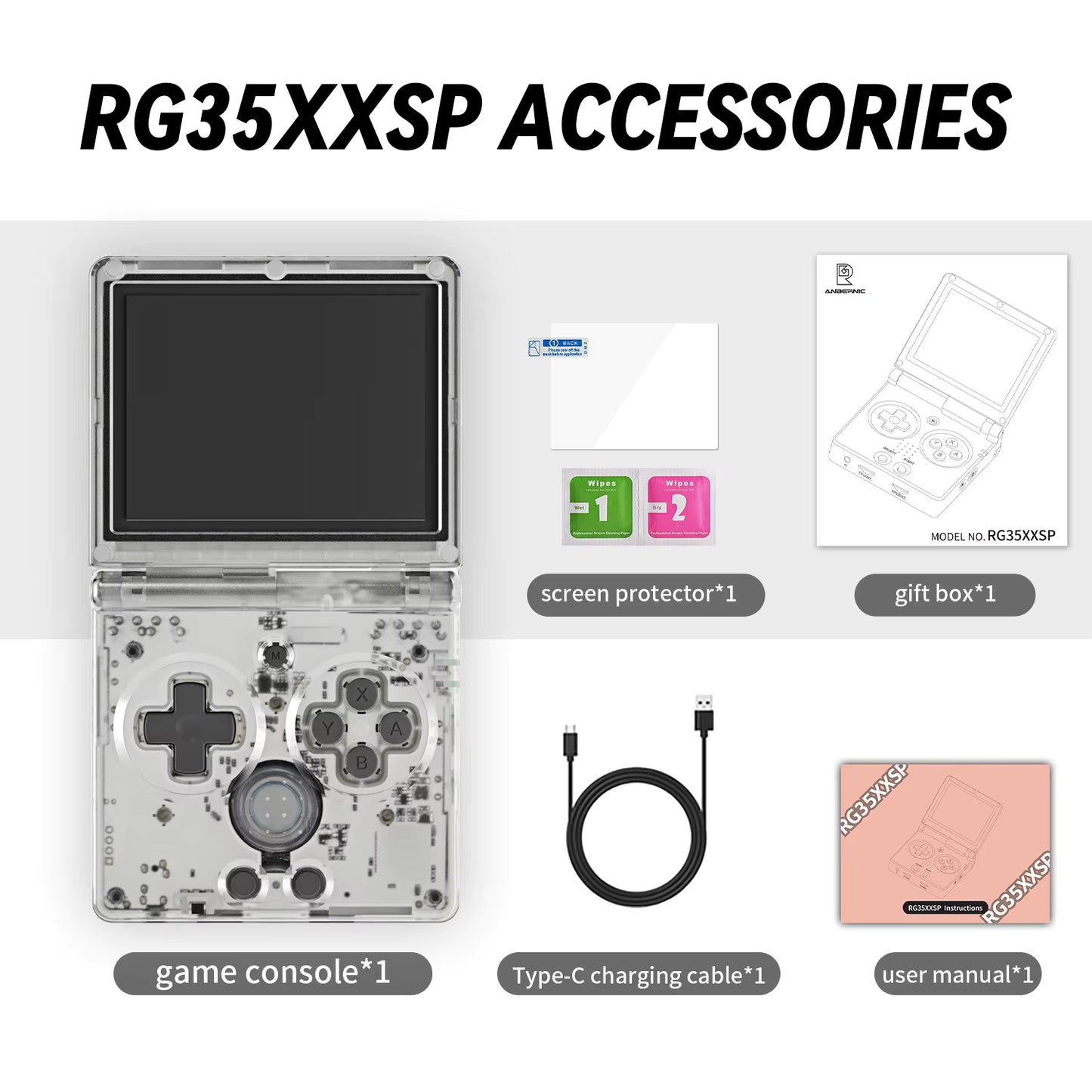 Anbernic RG35xxSP Retro Handheld Console – Foldable Clamshell Design, 3.5" IPS Screen, Classic Emulation Gaming