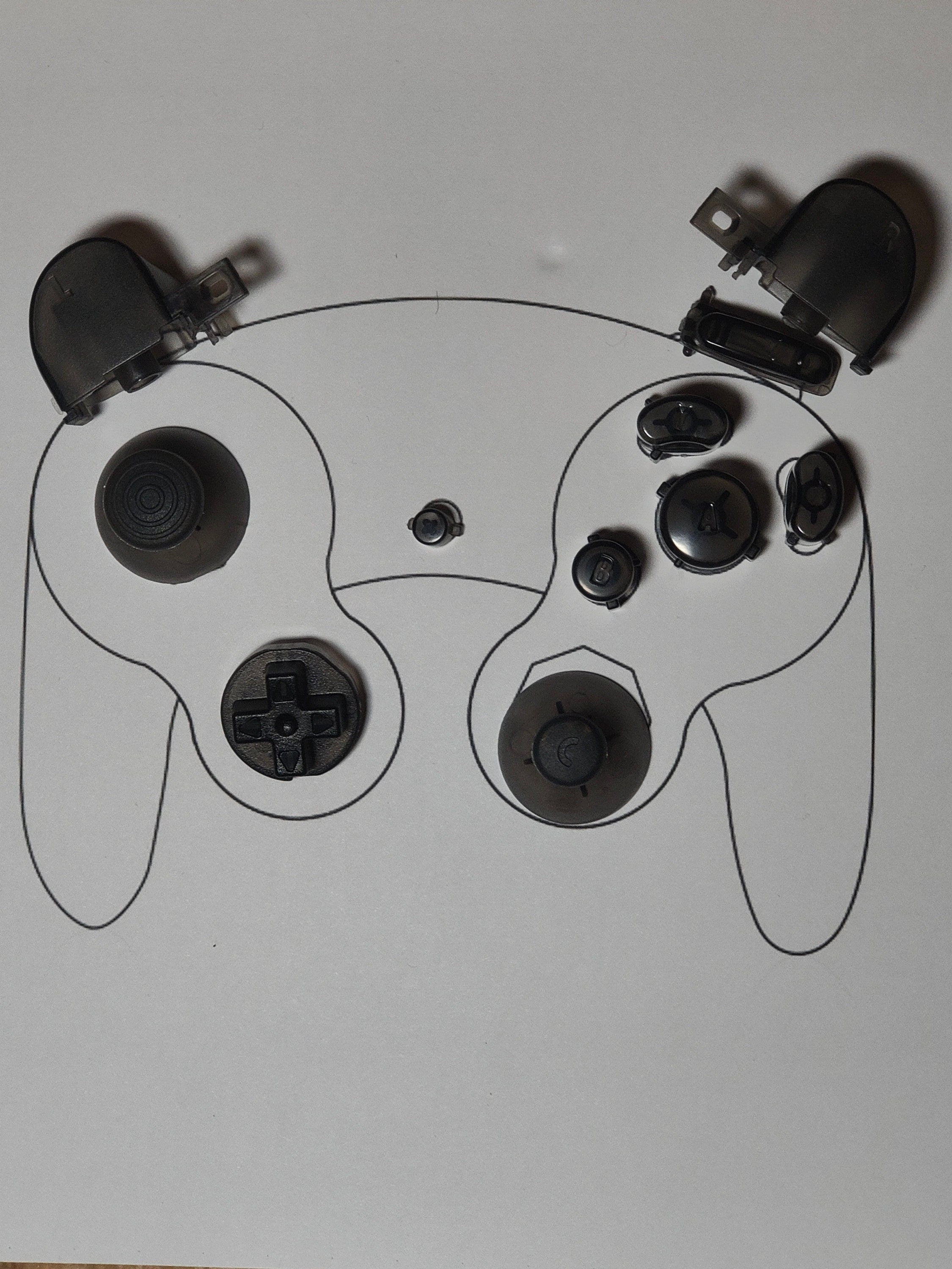 Custom Smoked Black Gamecube Controller Button Set - Console Revive