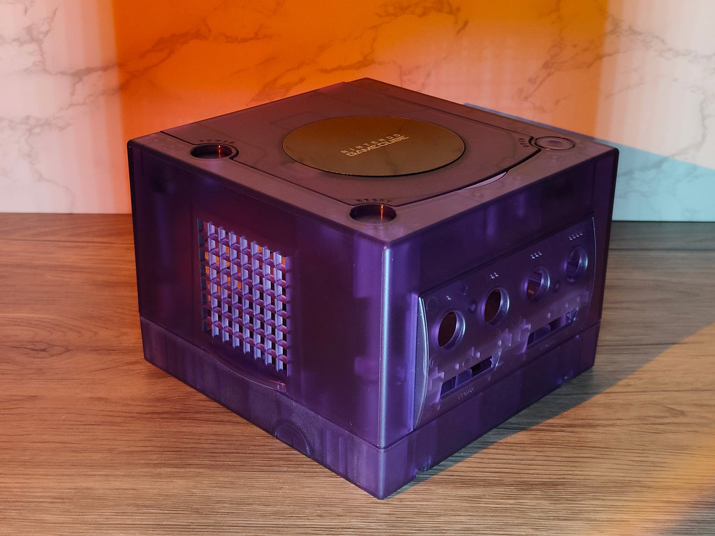 Crystal Purple Clear Transparent Replacement Shell Case for GameCube - Enhance Your Console's Look! - Console Revive