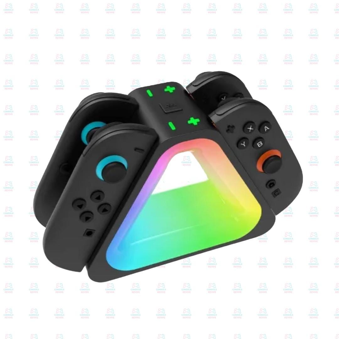 Switch 2 Controller Charging Dock – RGB Light Stand for 4 Controllers – NS2 Charging Station - Console Revive