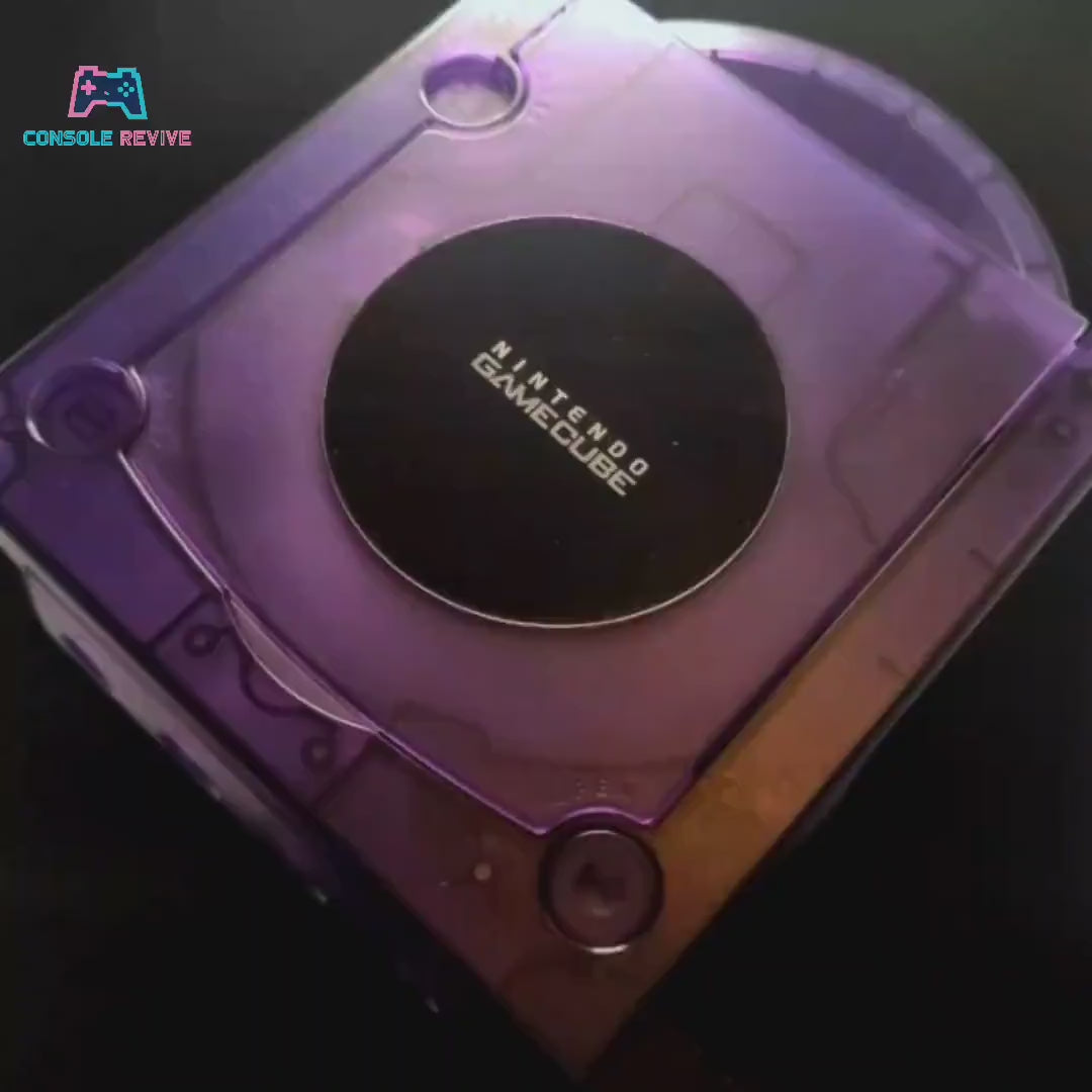 Crystal Purple Clear Transparent Replacement Shell Case for GameCube - Enhance Your Console's Look!
