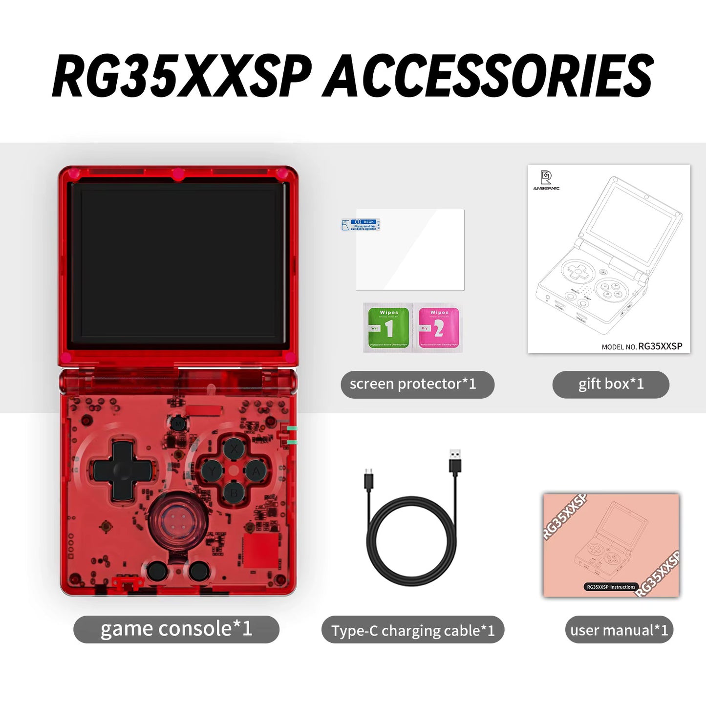 Anbernic RG35xxSP Retro Handheld Console – Foldable Clamshell Design, 3.5" IPS Screen, Classic Emulation Gaming