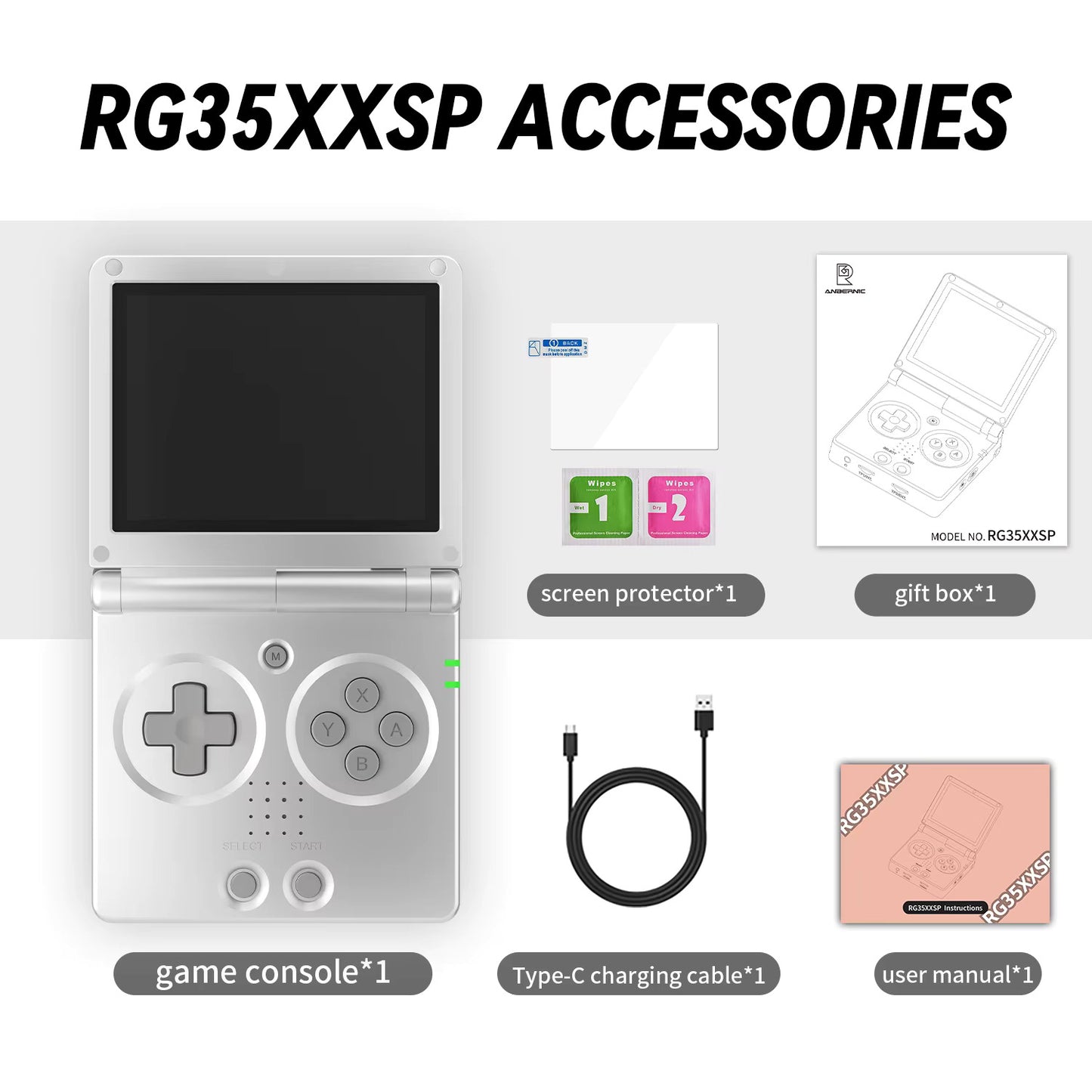 Anbernic RG35xxSP Retro Handheld Console – Foldable Clamshell Design, 3.5" IPS Screen, Classic Emulation Gaming